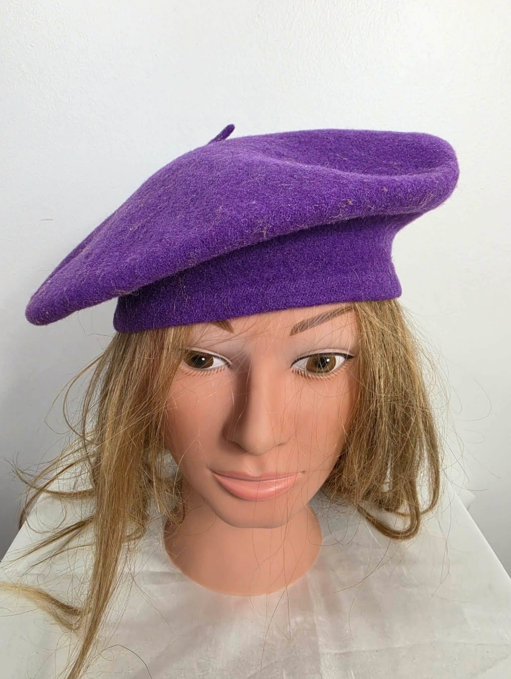 Vintage Purple Wool Beret Classic Women's Hat